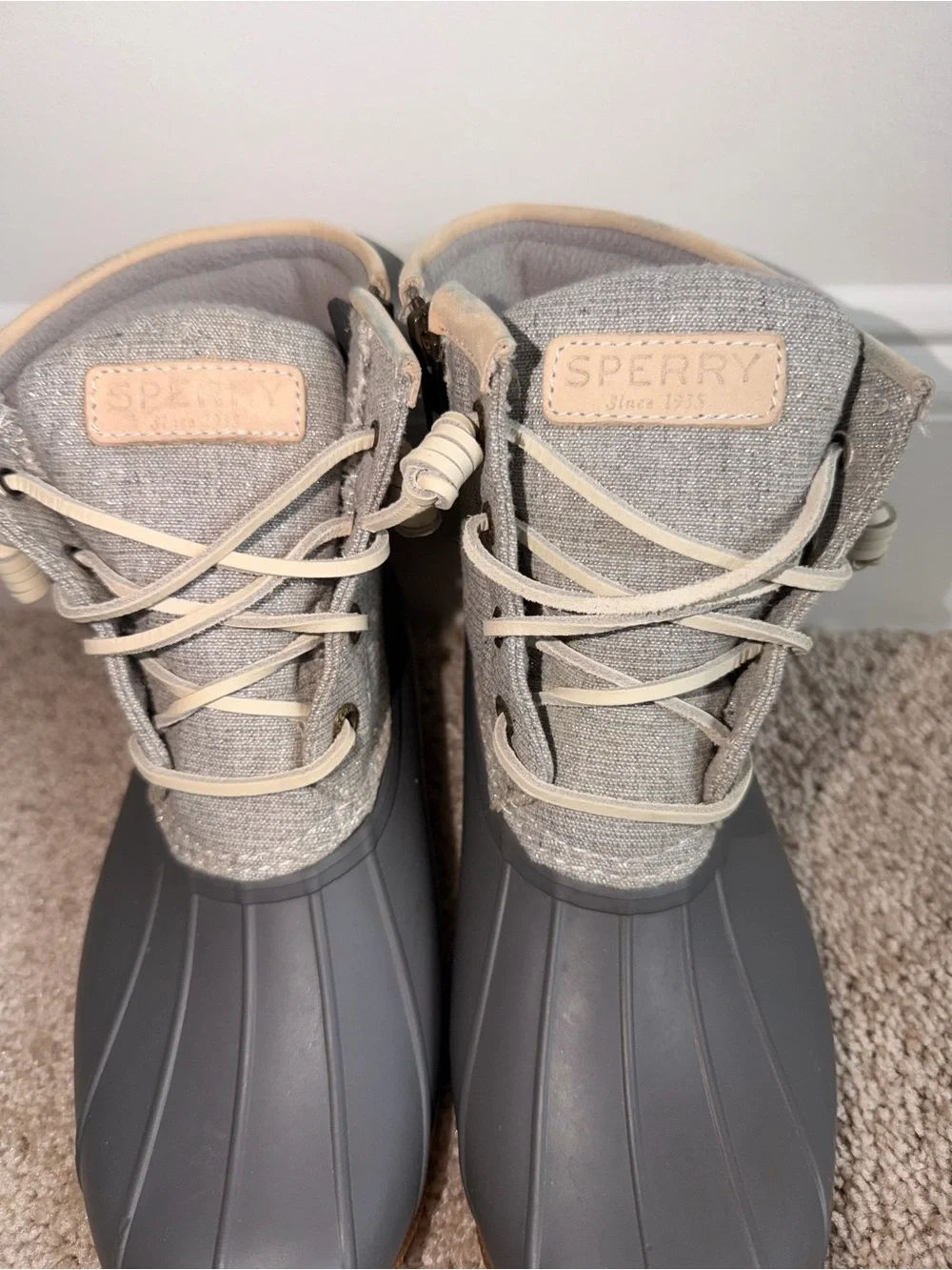 Sperry Kids Gray and Cream Waterproof Duck Boots